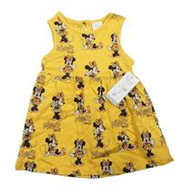 Okrové bavlněné šaty s Minnie Disney
