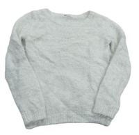 Bílý třpytivý chlupatý svetr zn. H&M