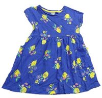 Modré bavlněné šaty s citróny Tu