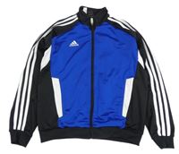 Černo-bílo-tmavomodrá propínací sportovní mikina s logem Adidas