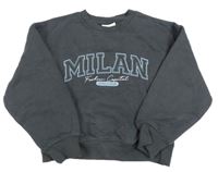 Antracitová mikina s nápisy Matalan