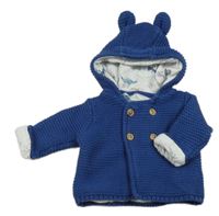 Modrý pletený podšitý kabátek s kapucí M&S