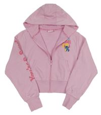 Růžová propínací crop mikina se Stitchem a kapucí Primark