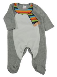 Šedo-bílý fleecový overal se šálou