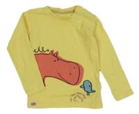Žluté triko s hrochem a ptáčkem M&S