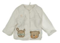 Bílá plyšová podšitá propínací mikina se zvířátky Orchestra 