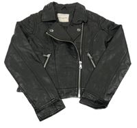 Černý koženkový crop křivák 