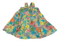 Modro-žluto-růžovo-barevné vzorované šaty Next