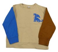 Béžovo-modrá mikina s drakem Lindex