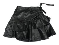 Černá koženková sukně s mašlí Shein