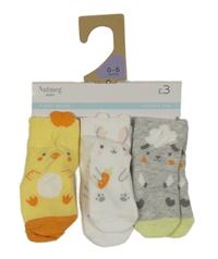 Nové - 3set - 3x ponožky - šedé + bílé + žluté Nutmeg