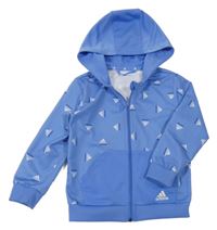 Světlemodrá propínací sportovní mikina s logy a kapucí Adidas