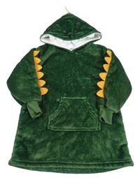 Zelená plyšová oversize mikina s kapucí - dino 