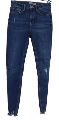 Dámské tmavomodré skinny rifle s prošoupáním Denim 