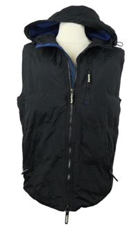 Pánská černá šusťáková zateplená vesta s kapucí Superdry 