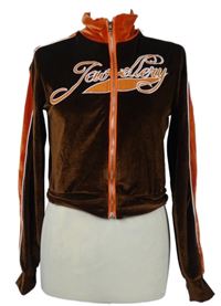 Dámská hnědo-červená sametová crop mikina s nápisem 