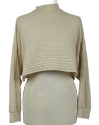 Dámské béžové úpletové žebrované triko Shein 