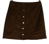 Dámská hnědá semišová propínací sukně Primark 