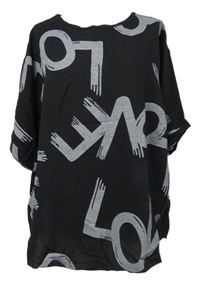Dámská černá halenka s nápisy 