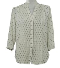 Dámská smetanová kytičkovaná šifonová halenka s plisováním H&M