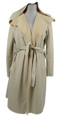 Dámský béžový semišový kabátový cardigán s páskem a kapucí Zara 