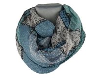 Dámská modro-růžovo-černá vzorovaná límcová šála 