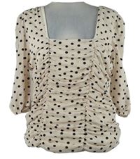 Dámská smetanová puntíkovaná tylová řasená halenka Curvissa 