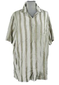 Pánská béžová pruhovaná lněná košile M&S