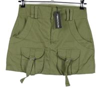 Nové - Dámská khaki plátěná minisukně s kapsami PrettyLittle Thing