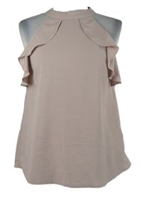 Dámský starorůžový top s volánky New Look