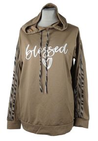 Dámská hnědá mikina s nápisem a kapucí 