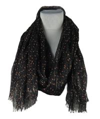 Dámský černý šifonový šátek s kytičkami C&A
