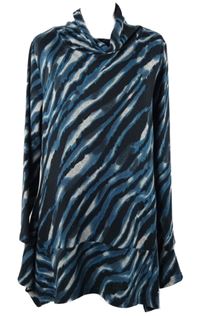 Dámská tmavomodro-bílá vzorovaná svetrová tunika s komínovým límcem Bassini