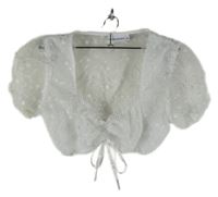 Dámská bílá kytičkovaná šifonová crop halenka Stockerpoint 