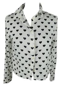 Dámská bílo-černá srdíčkovaná halenka H&M