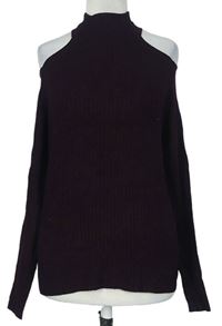 Dámský vínový žebrovaný svetr s průstřihy New Look 