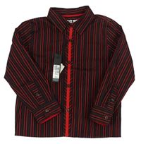 Černo-červeno-vínová pruhovaná košile M&S