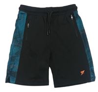 Černo-zelené sportovní kraťasy se zipy Primark