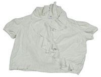 Bílé kostkované crop oversize tričko s volánkem Zara