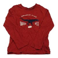 Červené triko s dinosaurem a nápisem zn. Okaidi