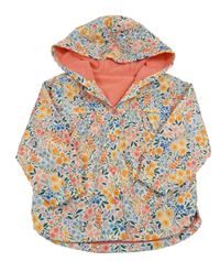 Bílá květinová šusťáková jarní bunda s kapucí Dunnes