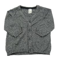 Černo-bílý melírovaný propínací svetr H&M