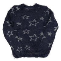Tmavomodrý chlupatý svetr s hvězdami Pocopiano