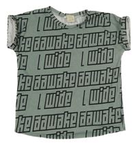 Khaki tričko s nápisy 