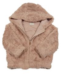 Světlerůžová kožešinová podšitá bunda s kapucí F&F