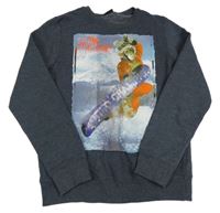 Tmavomodrá melírovaná mikina s opicí Next