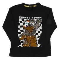 Černé triko s medvídkem Pudsey z překlápěcích flitrů George