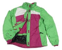 Zeleno-bílo-fuchsiová šusťáková lyžařská bunda Crivit