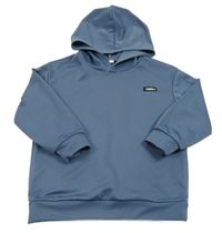 Tmavomodrá sportovní mikina s nášivkou a kapucí Shein