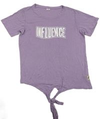 Fialové crop zavazovací tričko s nápisem ZEEMAN